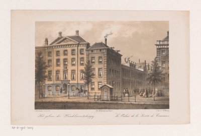 Handel-Maatschappijin pääkonttori Amsterdamissa Kauppayhtiön rakennus (nimike esineellä) tekijältä Johannes Hilverdink