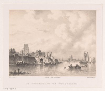 Vesiportti Woudrichemissa Waterpoort Woudrichemissa (otsikko esineessä) tekijältä Johannes Hilverdink