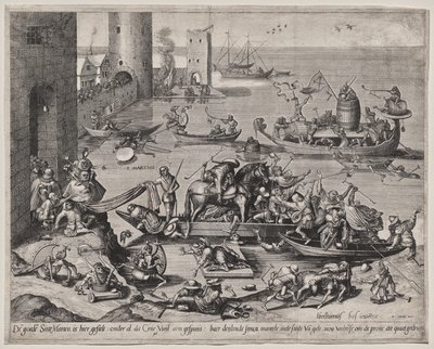 Pyhä Martin hevosensa kanssa laivalla tekijältä Johannes I van Doetecum (d. 1605)