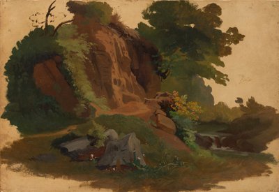 Rocky Outcrop puron varrella roomalaisessa Campagnassa, n. 1835-40. tekijältä Johannes Jakob Frey
