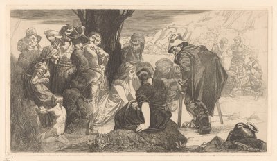 Miehet, naiset ja lapset puun ääressä tekijältä Johannes Josephus Aarts