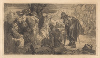 Miehet, naiset ja lapset puun ääressä tekijältä Johannes Josephus Aarts