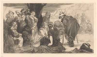 Miehet, naiset ja lapset puun ääressä tekijältä Johannes Josephus Aarts