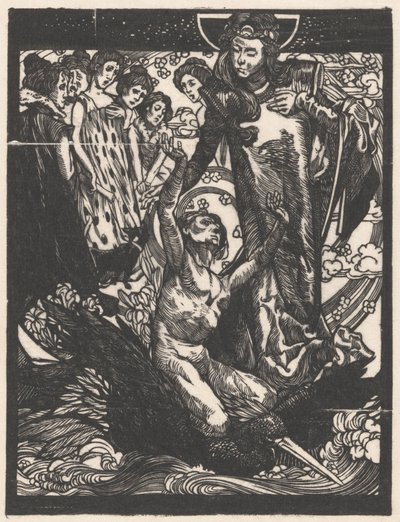 Naishahmoja mies linnun selässä tekijältä Johannes Josephus Aarts