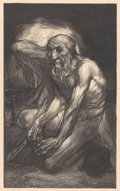 Istuva parrakas mies, jolla on siivet tekijältä Johannes Josephus Aarts