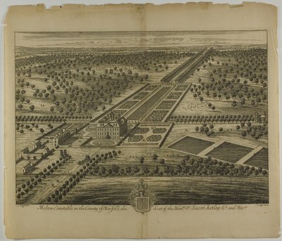 Melton Constable Norfolkin kreivikunnassa, levy 51, Britannia Illustrata tekijältä Johannes Kip