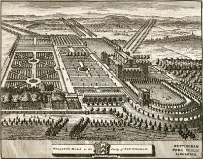Wollaton Hall ja Park Nottingham, Nottinghamshire, c1707 tekijältä Johannes Kip