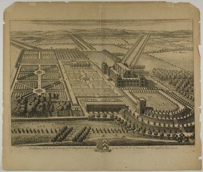 Wollaton Hall Nottinghamin kreivikunnassa, levy 68 Britannia Illustratasta tekijältä Johannes Kip