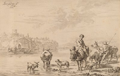 Nainen muulin selässä, 1769. tekijältä Johannes Kornlein