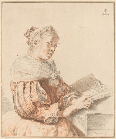 Nuori tyttö näppäimistöllä, 1767. tekijältä Johannes Kornlein