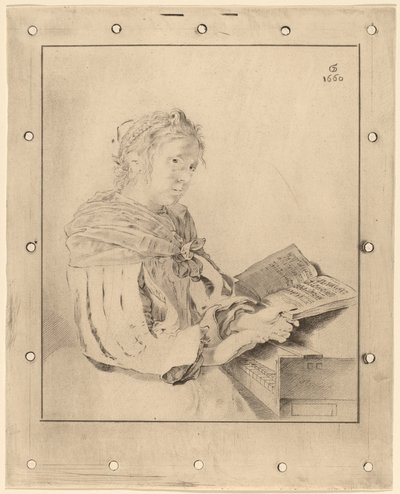 Nuori tyttö näppäimistöllä, 1767. tekijältä Johannes Kornlein