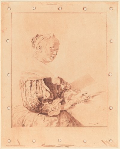 Nuori tyttö näppäimistöllä, 1767. tekijältä Johannes Kornlein