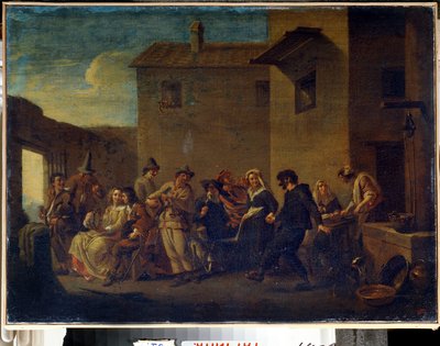 Venetsian karnevaali (Karnevaali Venetsiassa). Johannes Lingelbachin maalaus tekijältä Johannes Lingelbach