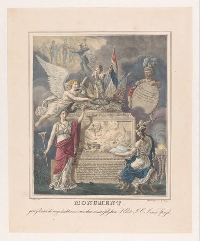 Allegorinen hautausmuistomerkki Jan Carel Josephus van Speijkille Muistomerkki, joka on omistettu kuolemattoman sankarin J.C.J. van Speijk (otsikko esineessä) tekijältä Johannes Steyn