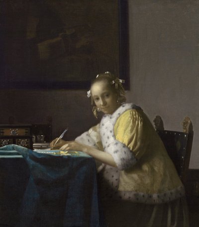 Nainen kirjoittaa tekijältä Johannes Vermeer