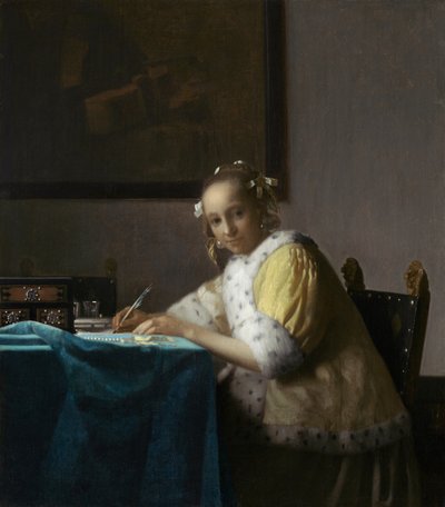 Eine Dame schreibt tekijältä Johannes Vermeer
