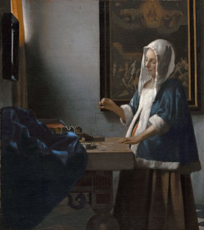 Nainen, joka pitää tasapainoa tekijältä Johannes Vermeer
