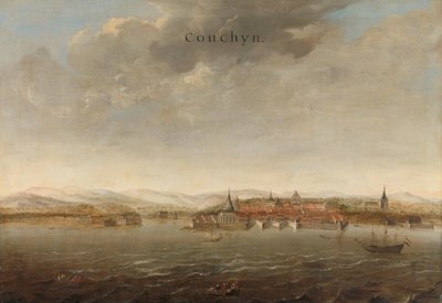 Näkymä Cochinista Intian Malabarin rannikolla Näkymä Cochinista Malabarin rannikolla Intiassa Couchyn (otsikko esineessä) tekijältä Johannes Vinckboons (attributed to)