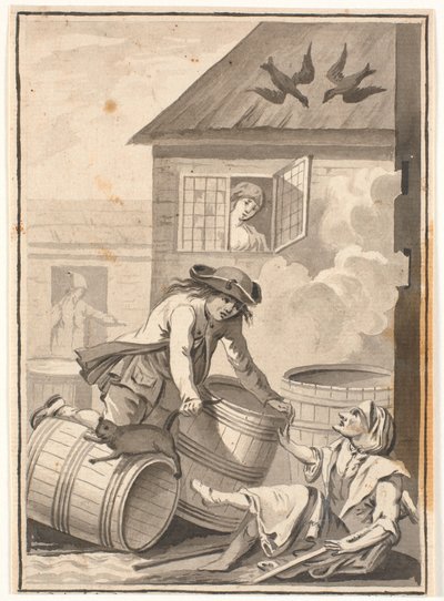Jens Blok ja Gunild. Kuvitus Ludvig Holbergille: Peder Paars 1772. (2. kirja, 3. laulu) tekijältä Johannes Wiedewelt