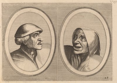 "Thief-esque Tijs" ja "Sneeze Spoel-de-Nap" tekijältä Johannes and Lucas van Doetechum after Pieter Bruegel the Elder