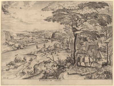 Emmauksen pyhiinvaeltajat tekijältä Johannes and Lucas van Doetechum after Pieter Bruegel the Elder