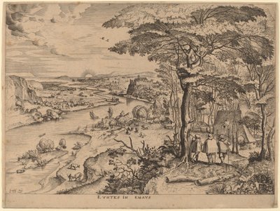 Pyhiinvaeltajat Emmaukseen tekijältä Johannes and Lucas van Doetechum after Pieter Bruegel the Elder