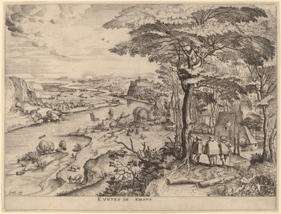 Pyhiinvaeltajat Emmaukseen tekijältä Johannes and Lucas van Doetechum after Pieter Bruegel the Elder