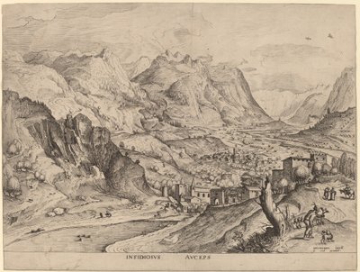 Insidiosus Auceps (taito linnunsieppaaja) tekijältä Johannes and Lucas van Doetechum after Pieter Bruegel the Elder