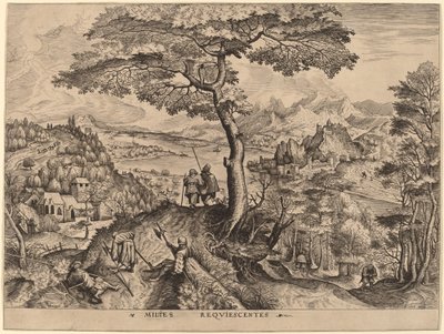 Sotilaat levossa tekijältä Johannes and Lucas van Doetechum after Pieter Bruegel the Elder