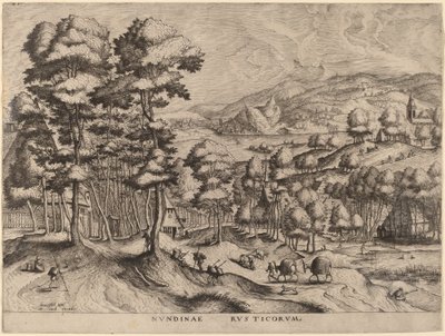Maalaismainen markkinat tekijältä Johannes and Lucas van Doetechum after Pieter Bruegel the Elder