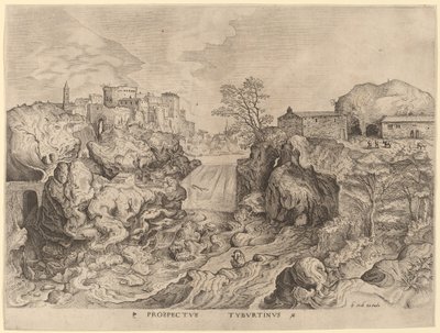 Prospektus Tyburtinus (näkymä Tiberistä) tekijältä Johannes and Lucas van Doetechum after Pieter Bruegel the Elder