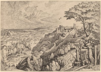 S. Hieronymus autiomaassa (Pyhä Hieronymus autiomaassa) tekijältä Johannes and Lucas van Doetechum after Pieter Bruegel the Elder