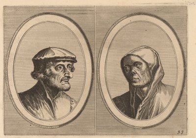 "Voorsichtighe Krijn" ja "Broentje Spaer-pots" tekijältä Johannes and Lucas van Doetechum after Pieter Bruegel the Elder