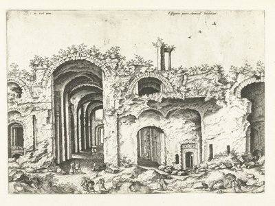 Kolmas näkymä Diocletianuksen kylpylöistä Rooman rauniot, 1561 (sarjan nimi) tekijältä Johannes of Lucas van Doetechum (attributed to)