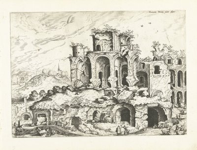 Kolmas näkymä Palatinuksen kukkulan raunioista Rooman rauniot, 1561 (sarjan nimi) tekijältä Johannes of Lucas van Doetechum (attributed to)
