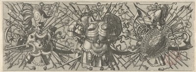 Kaksi rintapehmustetta Panoplia sev armamentarium… (sarjan nimi) tekijältä Johannes of Lucas van Doetechum