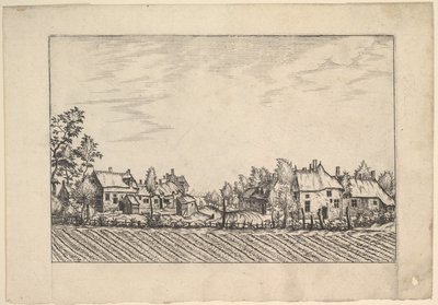 Maatilat, kynnetty pelto etualalla Praediorum villarum et rusticarum casu..., n. 1559-61. tekijältä Johannes van Doetecum I