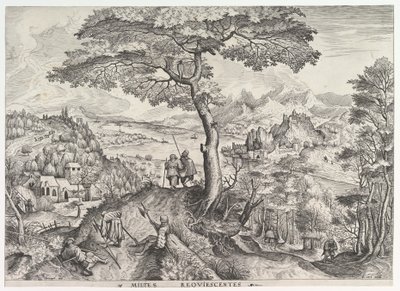 Soldiers at Rest Milites requiescentes from The Large Landscapes, ca. 1555-56. tekijältä Johannes van Doetecum I