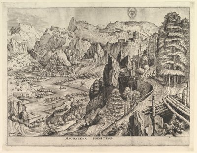 Katuva Magdalena Magdalena poenitens Suuret maisemat, n. 1555-56. tekijältä Johannes van Doetecum I