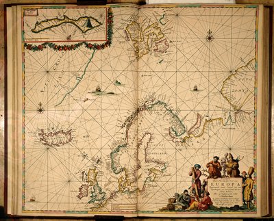 Pohjois-Euroopan kartta (käsin väritetty kaiverrus) tekijältä Johannes van Keulen