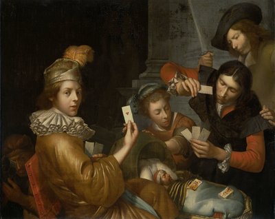 Korttipeli kehdolla: Allegoria tekijältä Johannes van Wijckersloot (attributed to)