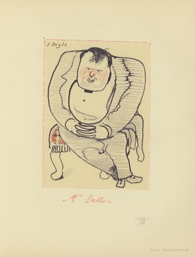 Karikatur von Hilaire Belloc, anglo-französischer Schriftsteller und Historiker (Farblithografie) von John  Doyle