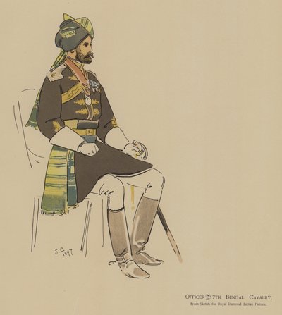 Upseeri 17. Bengalin ratsuväki (väri litho) tekijältä John (after) Charlton