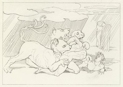 Cerberus, Inferno, Canto 6 (kaiverrus) tekijältä John (after) Flaxman