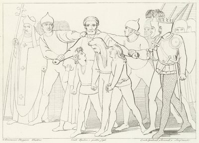 Kreivi Ugolino takavarikoitu, Inferno, Canto 33 (kaiverrus) tekijältä John (after) Flaxman