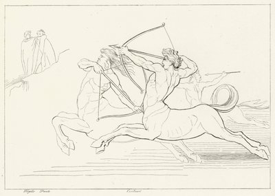 Kentaurien kohtaaminen, Inferno, Canto 12 (kaiverrus) tekijältä John (after) Flaxman