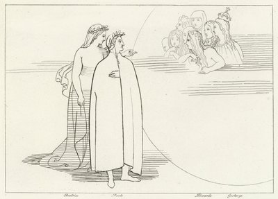 Kuun asukkaat, Paratiisi, Canto 3 (kaiverrus) tekijältä John (after) Flaxman