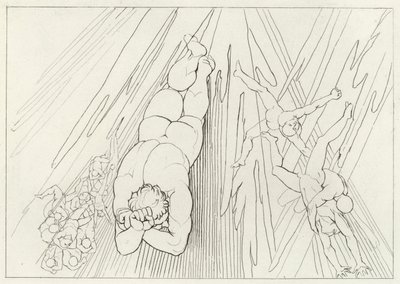 Lucifer, Kiirastuli, Canto 12 (kaiverrus) tekijältä John (after) Flaxman