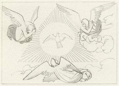 Kolminaisuuden palvonta, paratiisi, Canto 13 (kaiverrus) tekijältä John (after) Flaxman