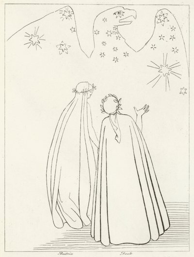 Taivaallinen kotka, Paratiisi, Canto 19 (kaiverrus) tekijältä John (after) Flaxman